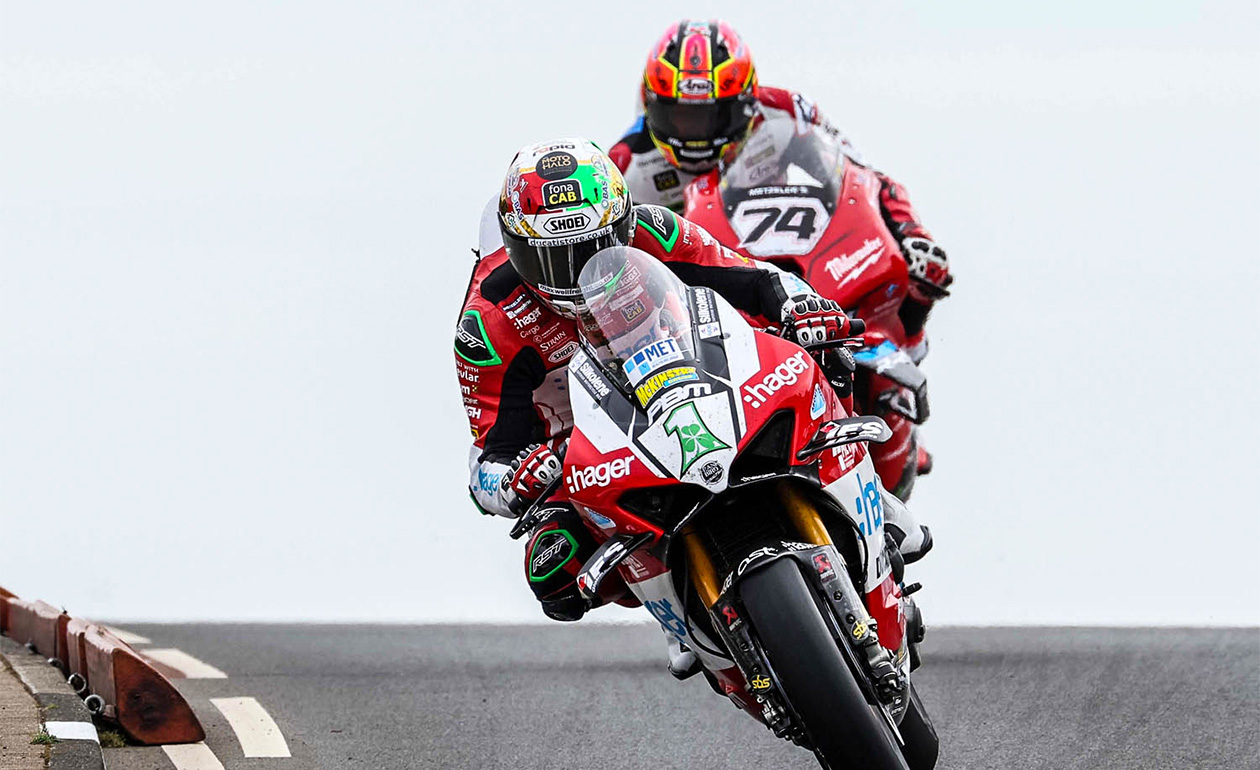 Featured image for “Glenn Irwin laps faster than the existing outright lap record to claim superbike pole on first day of qualifying at the 2024 Briggs Equipment North West 200”
